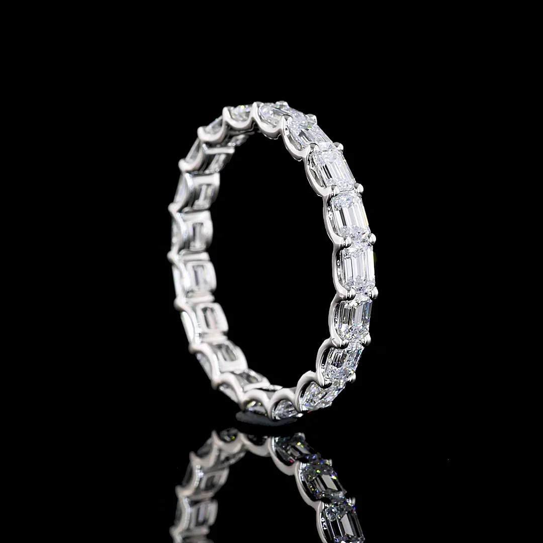 1.83 Cts Platinum Emerald Shape Eternity Band Eternity Band - Image 2
