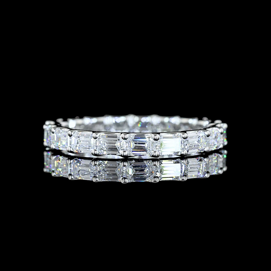 1.83 Cts Platinum Emerald Shape Eternity Band Eternity Band - Video