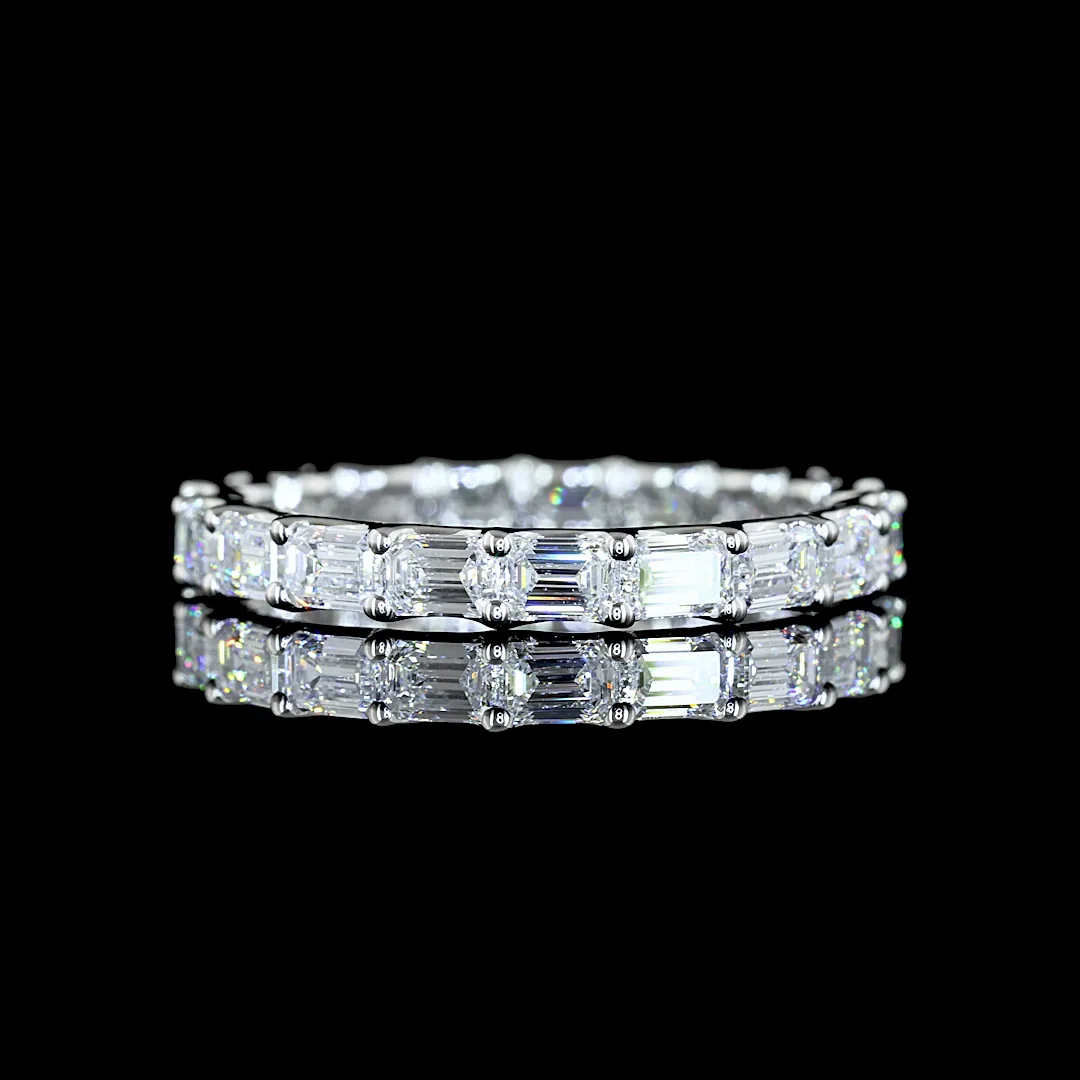 1.83 Cts Platinum Emerald Shape Eternity Band Eternity Band - Video