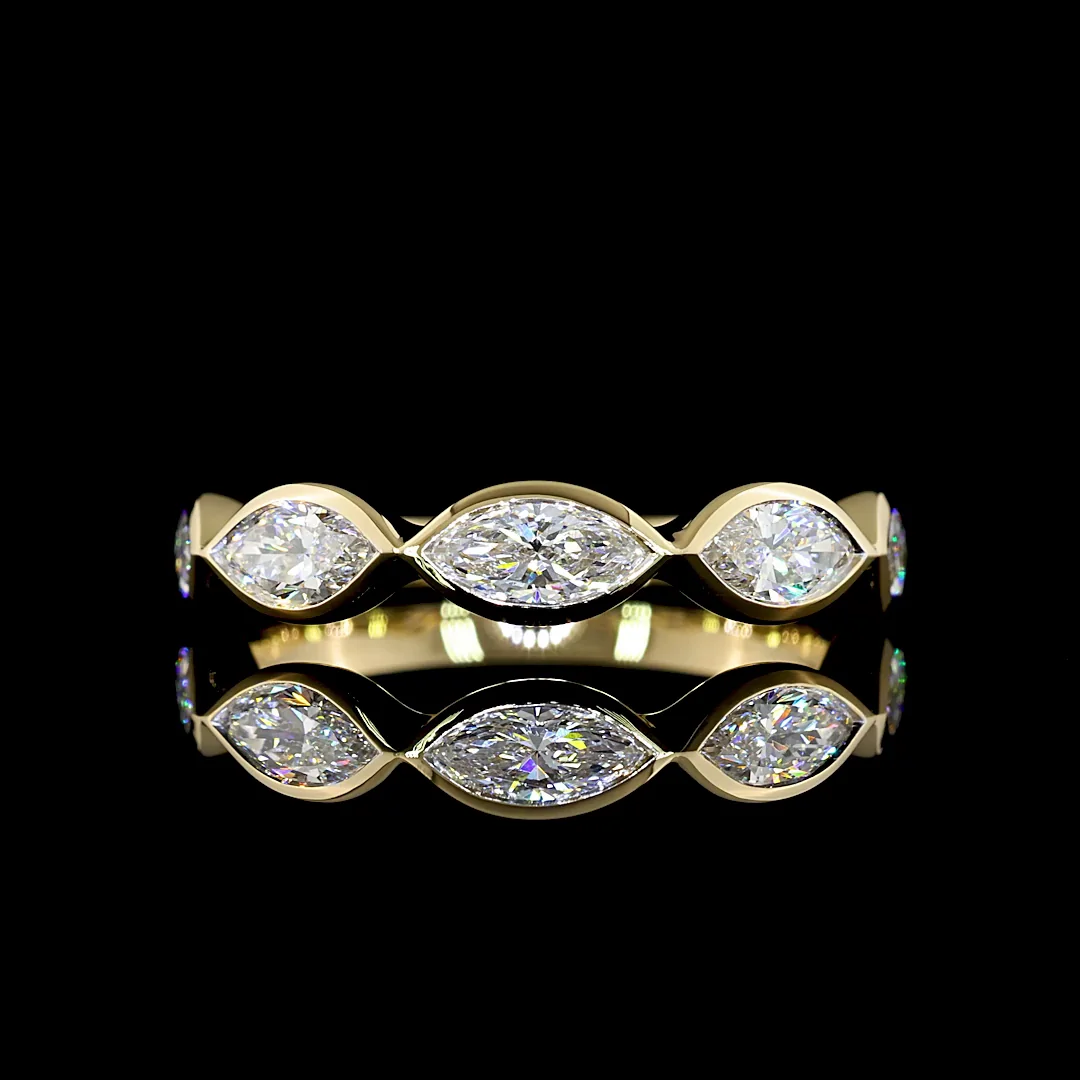 1.04 Cts 14k Yellow Gold Marquise Shape 5 Stones Eternity Band - Video
