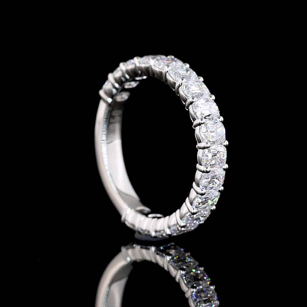 1.78 Cts Platinum Antique Cushion Shape 3/4 Band Eternity Band - Image 2