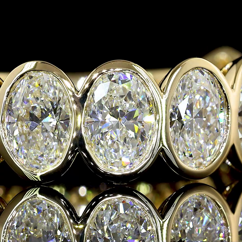 4.1 Cts 14k Yellow Gold Oval Shape 3/4 Band Eternity Band - Image 3
