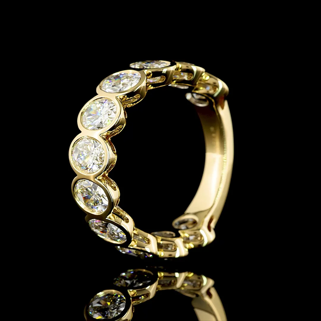 4.1 Cts 14k Yellow Gold Oval Shape 3/4 Band Eternity Band - Image 4
