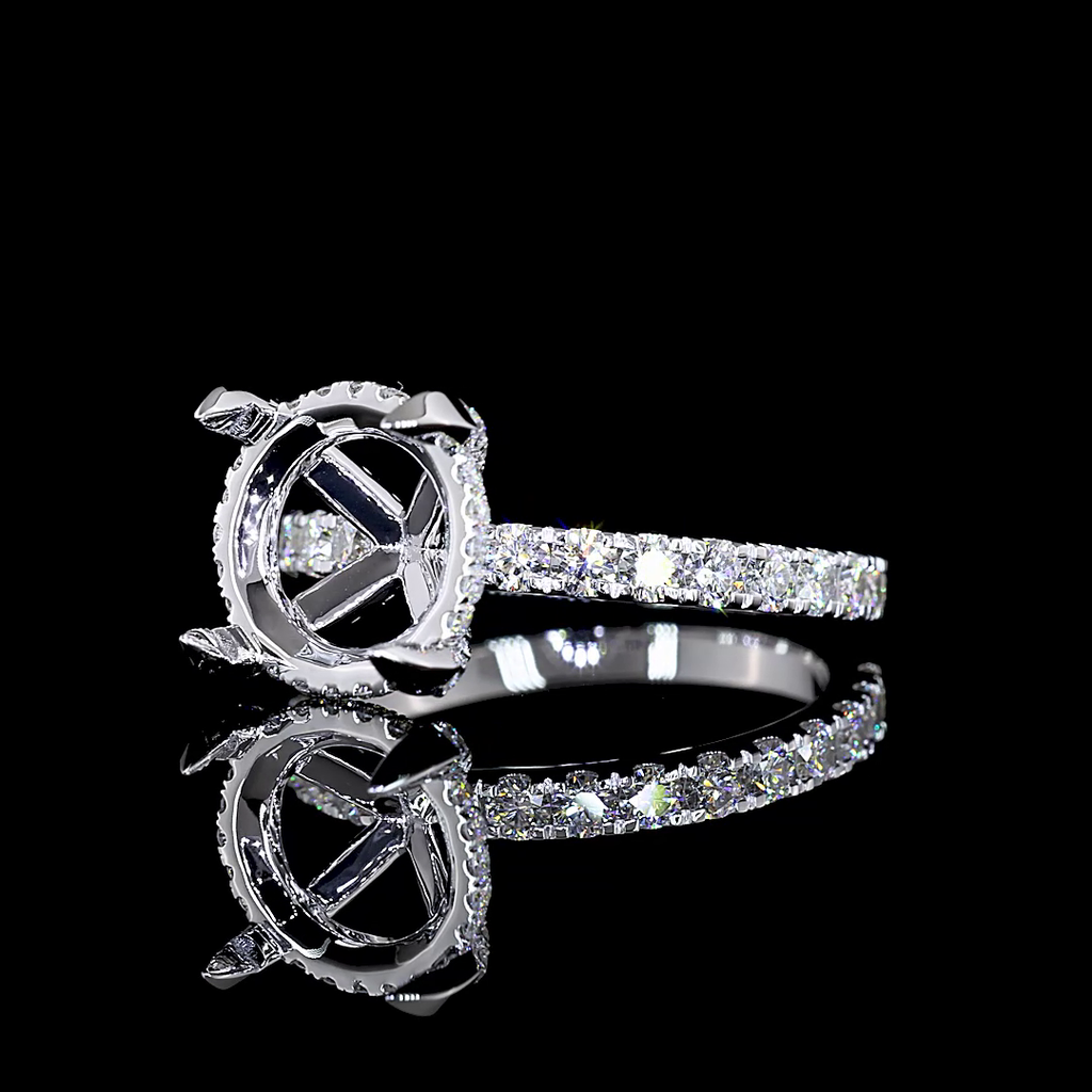 0.92 Cts 14k White Gold Shape Hidden Halo Ring - Image 2