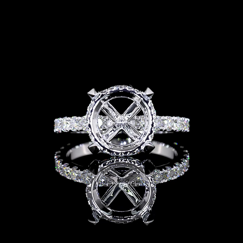 0.92 Cts 14k White Gold Shape Hidden Halo Ring - Image 3
