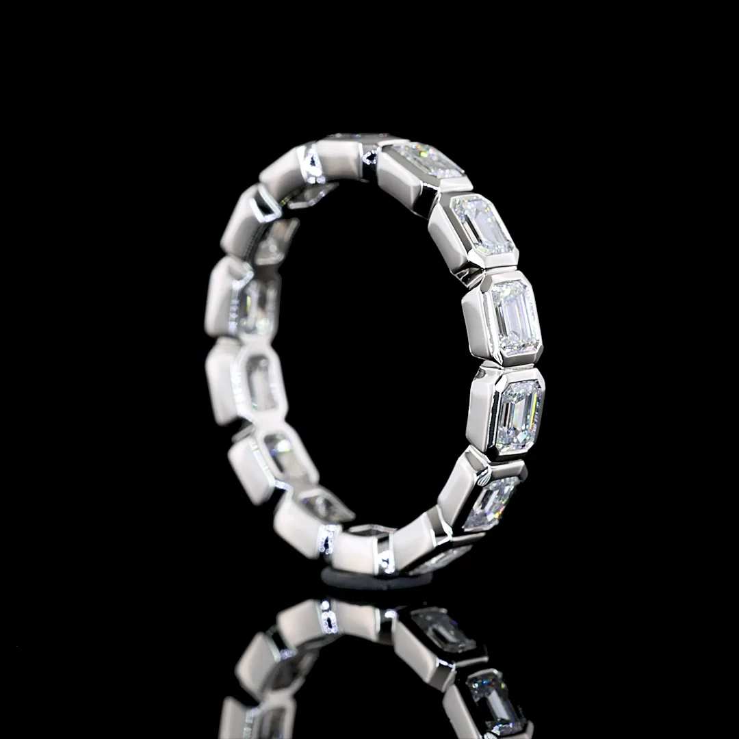 1.34 Cts Platinum Emerald Shape Eternity Band Eternity Band - Image 2