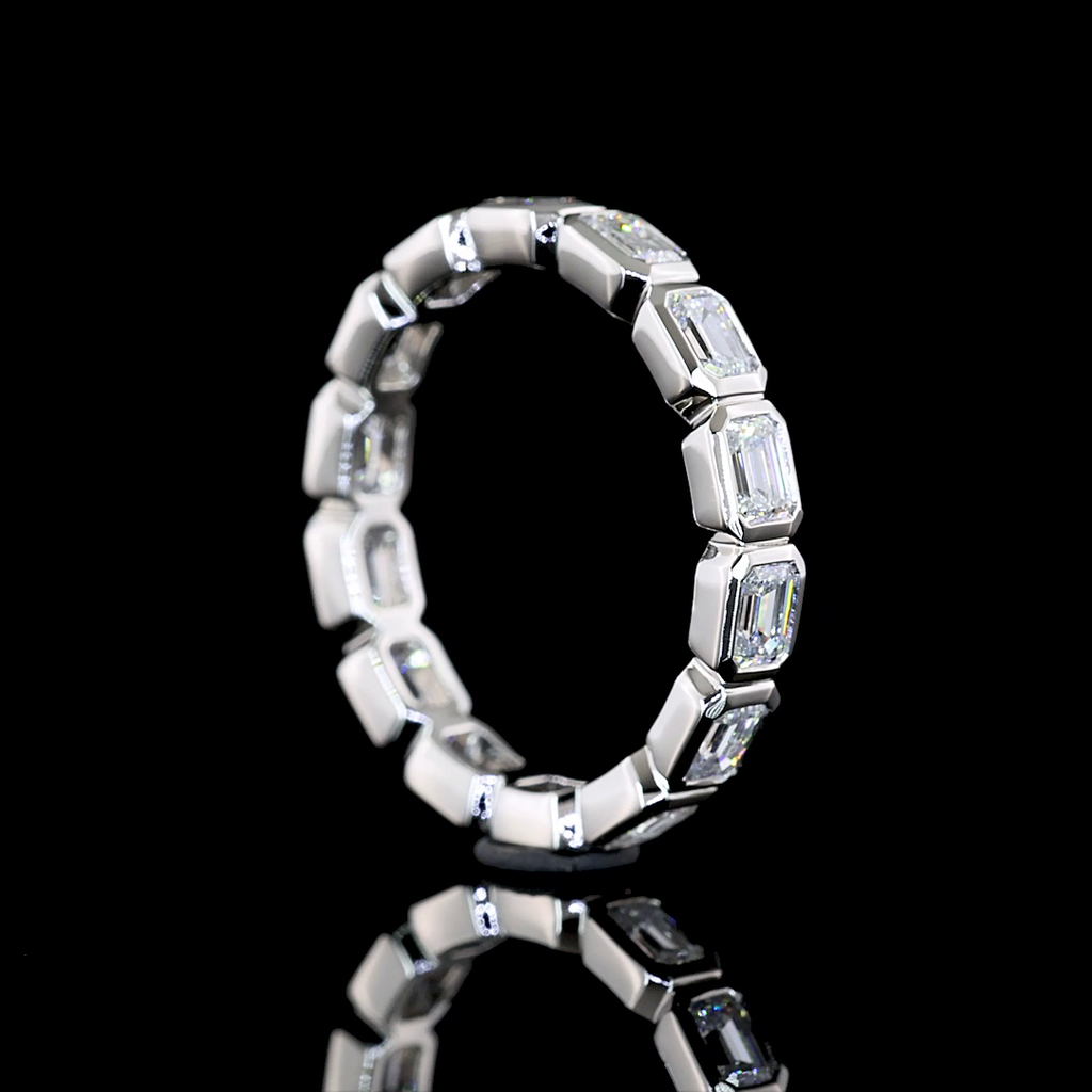 1.34 Cts Platinum Emerald Shape Eternity Band Eternity Band - Image 2
