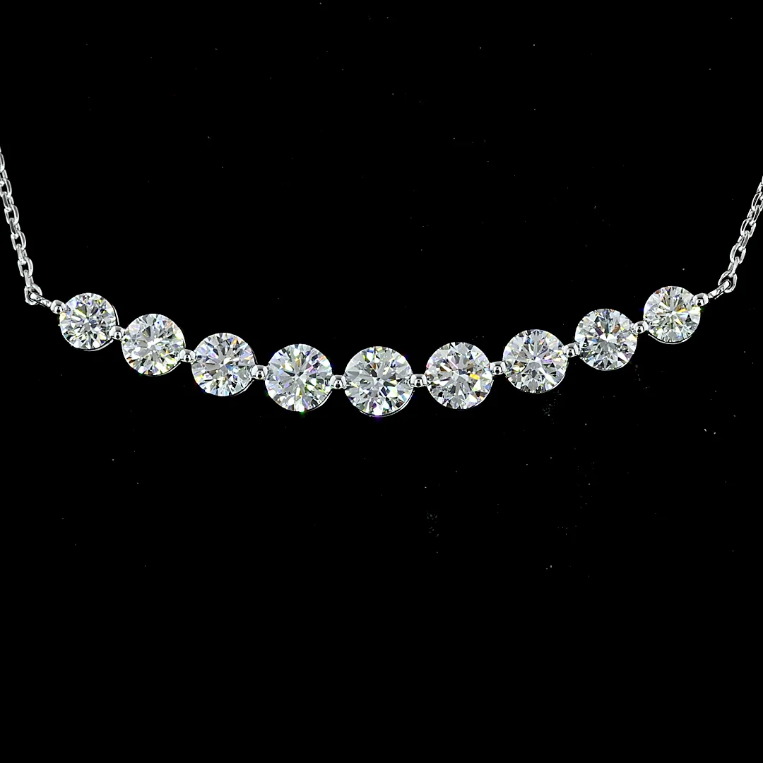 1 Cts 14k White Gold Round Shape Riviera Pendant - Image 3