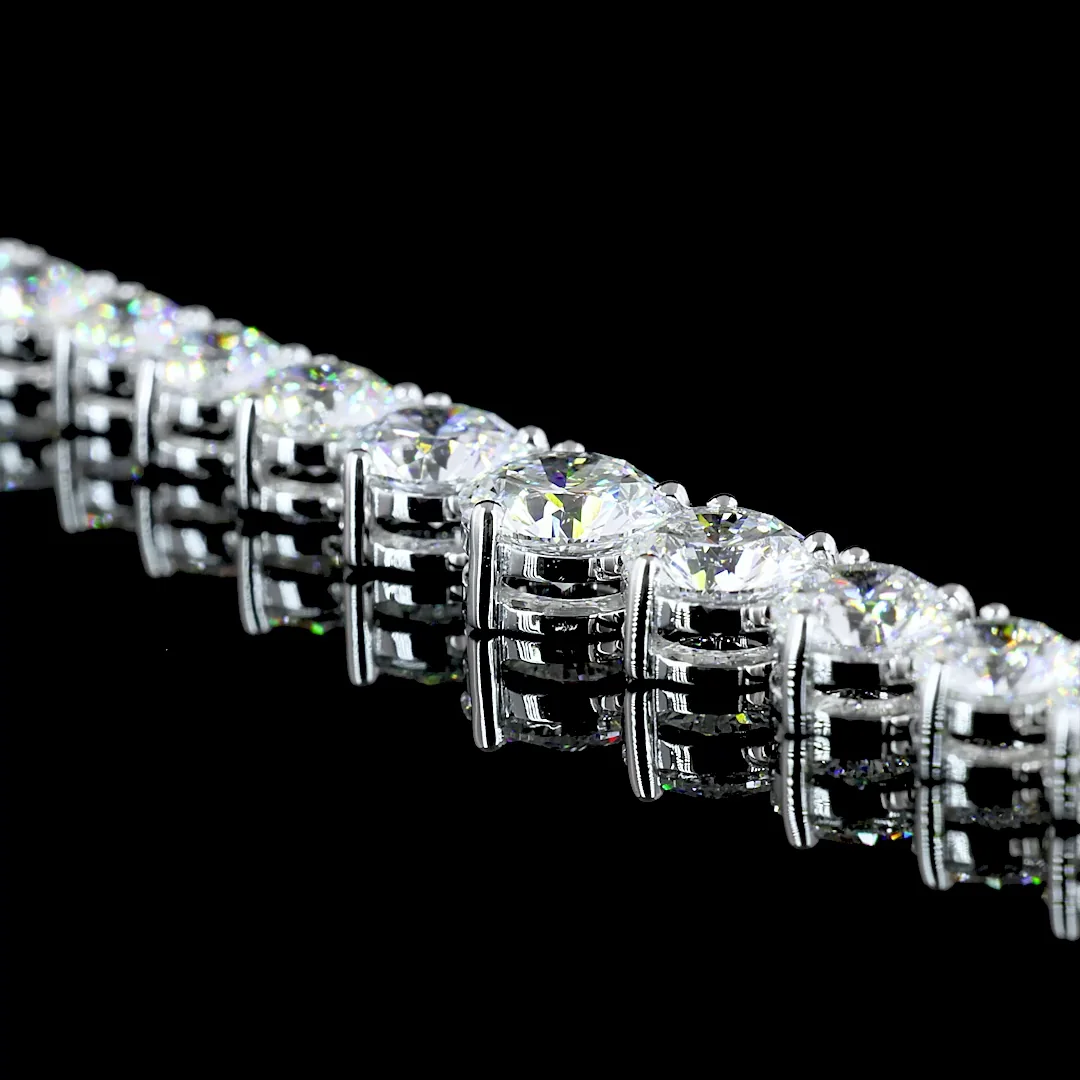 8.9 Cts 14k White Gold Round Shape Riviera Necklace - Image 4