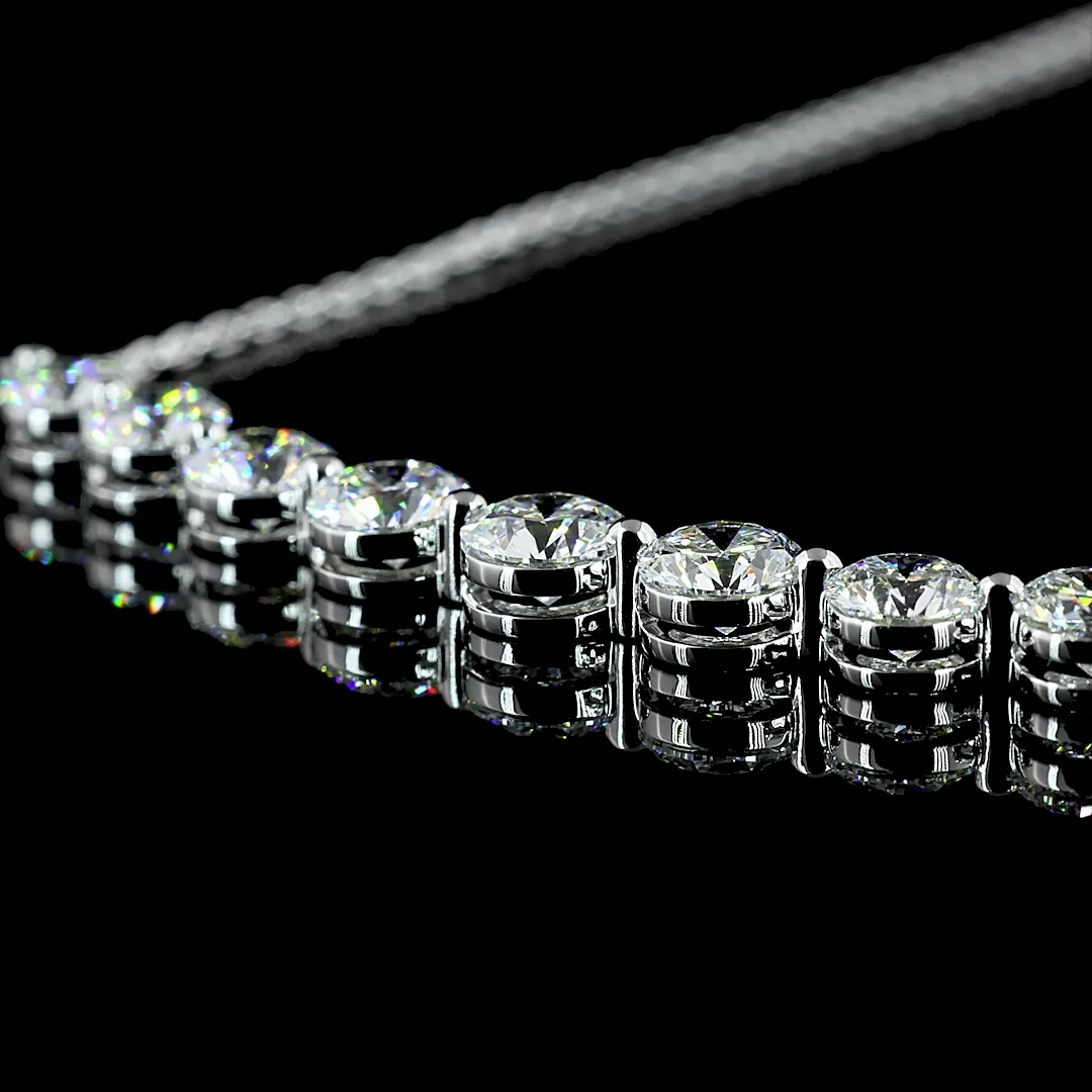 2.01 Cts 14k White Gold Round Shape Riviera Pendant - Image 4