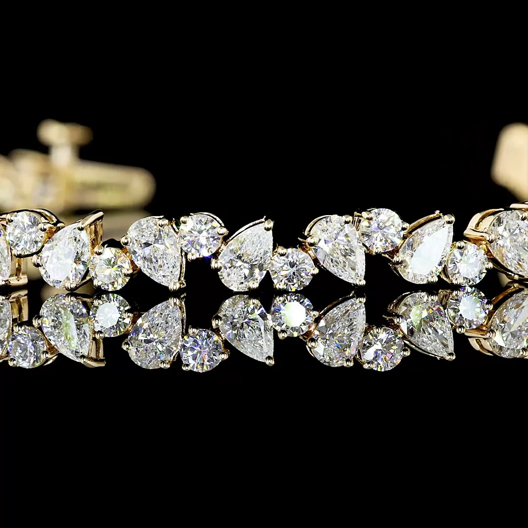 5.12 Cts 14k Yellow Gold Mix Shape Tennis Bracelet - Image 3