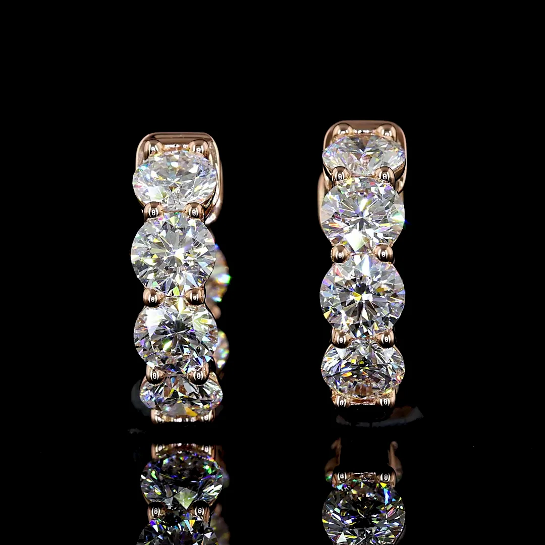 1.93 Cts 14k Rose Gold Round Shape Huggies Earring - Image 3