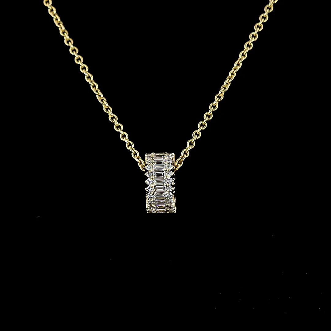 1.22 Cts 14k Yellow Gold Baguette Shape Pendant Pendant - Image 3