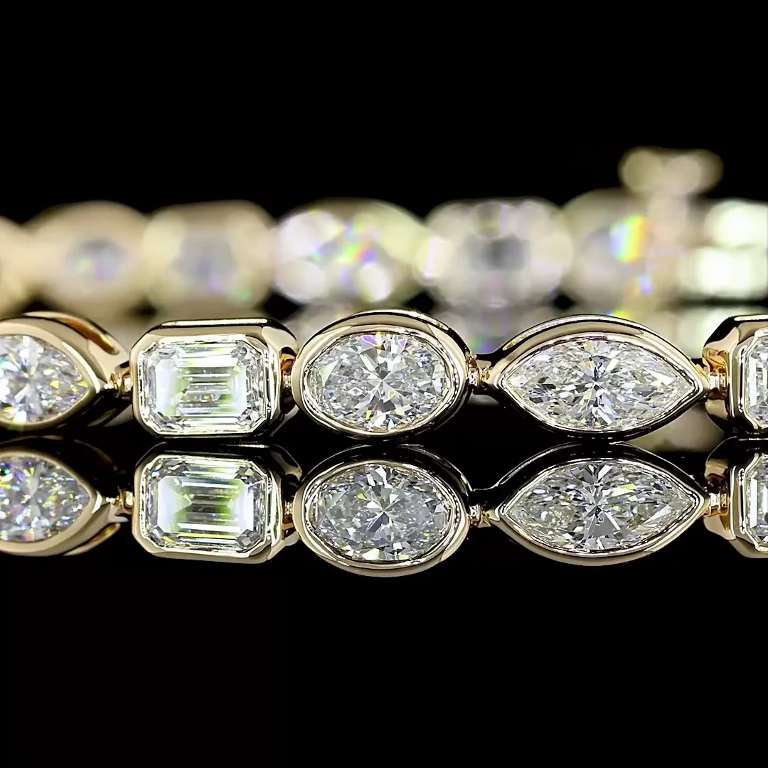5.88 Cts 14k Yellow Gold Mix Shape Tennis Bracelet - Image 2