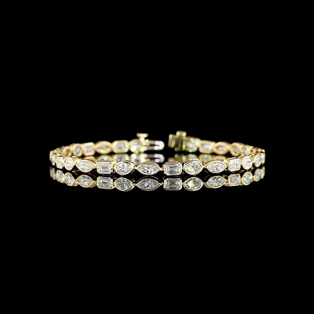 5.88 Cts 14k Yellow Gold Mix Shape Tennis Bracelet - Video