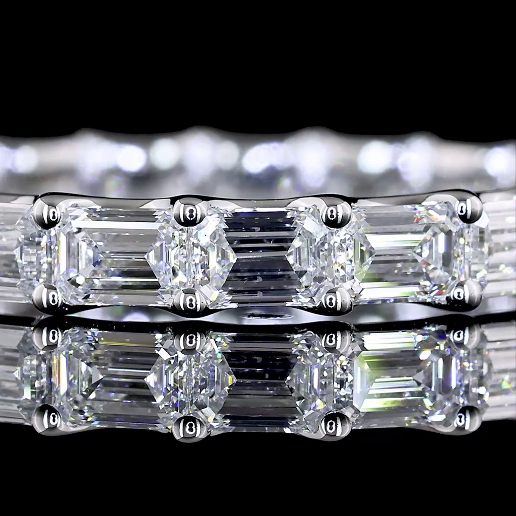 2.23 Cts 14k White Gold Emerald Shape Eternity Band Eternity Band - Image 3