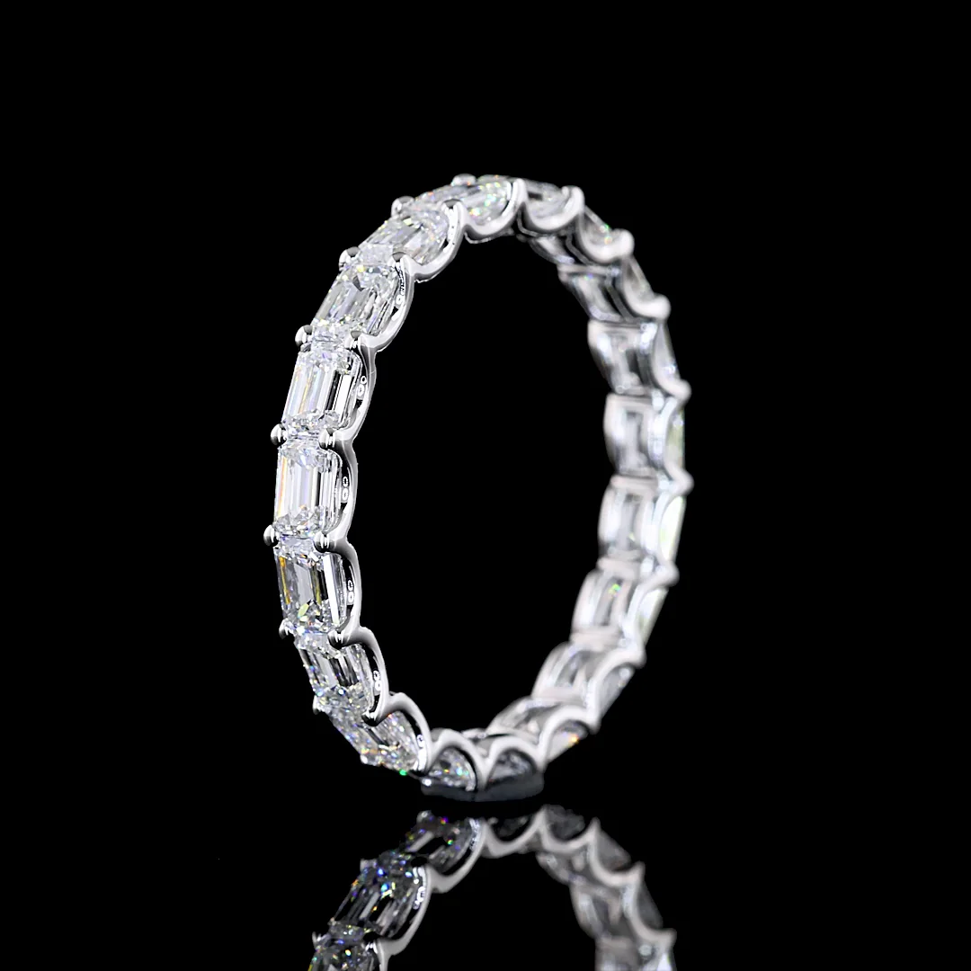 2.23 Cts 14k White Gold Emerald Shape Eternity Band Eternity Band - Image 4
