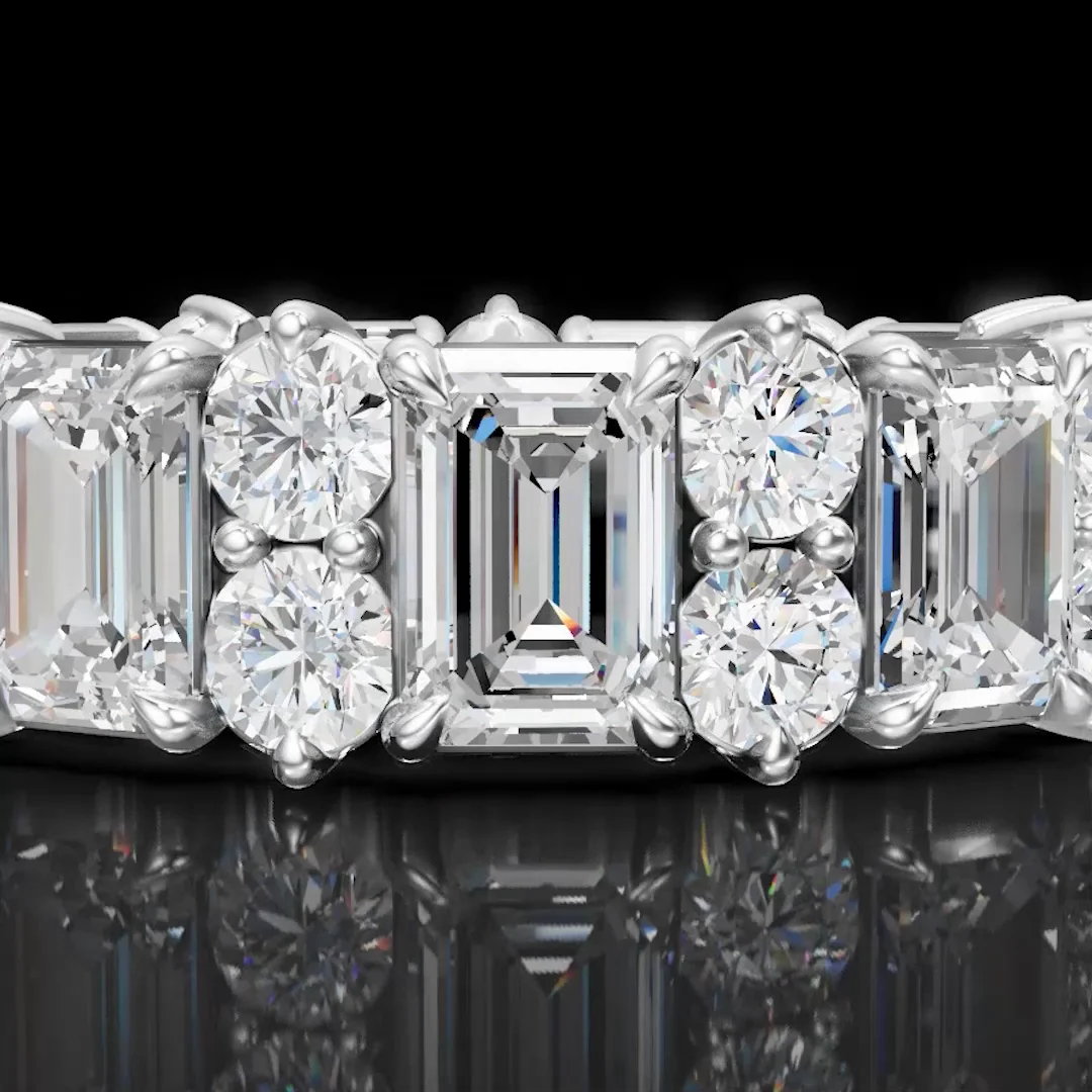 5.33 Cts 14k White Gold Mix Shape Eternity Band Eternity Band - Image 3