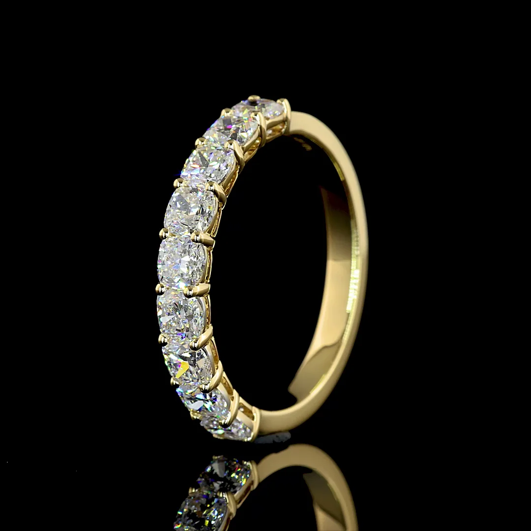 1.92 Cts 14k Yellow Gold Square Cushion Brilliant Shape Half Eternity Eternity Band - Image 4