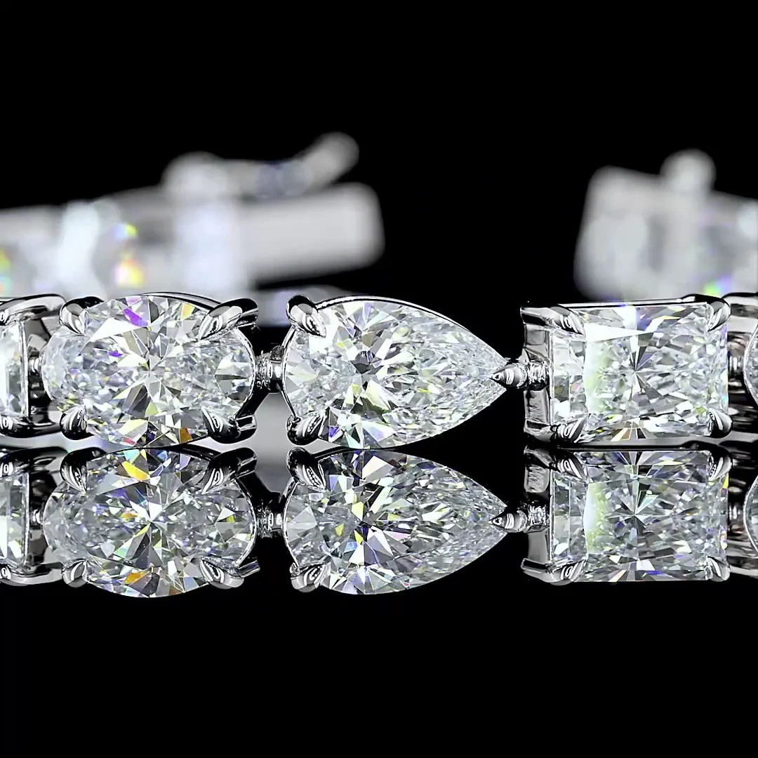 16.66 Cts 14k White Gold Mix Shape Tennis Bracelet - Image 2