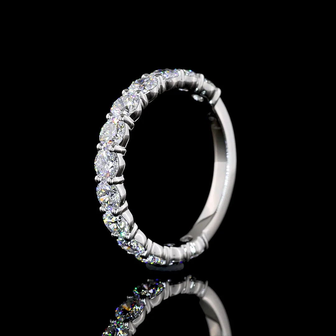 1.46 Cts Platinum Round Shape 3/4 Band Eternity Band - Image 4