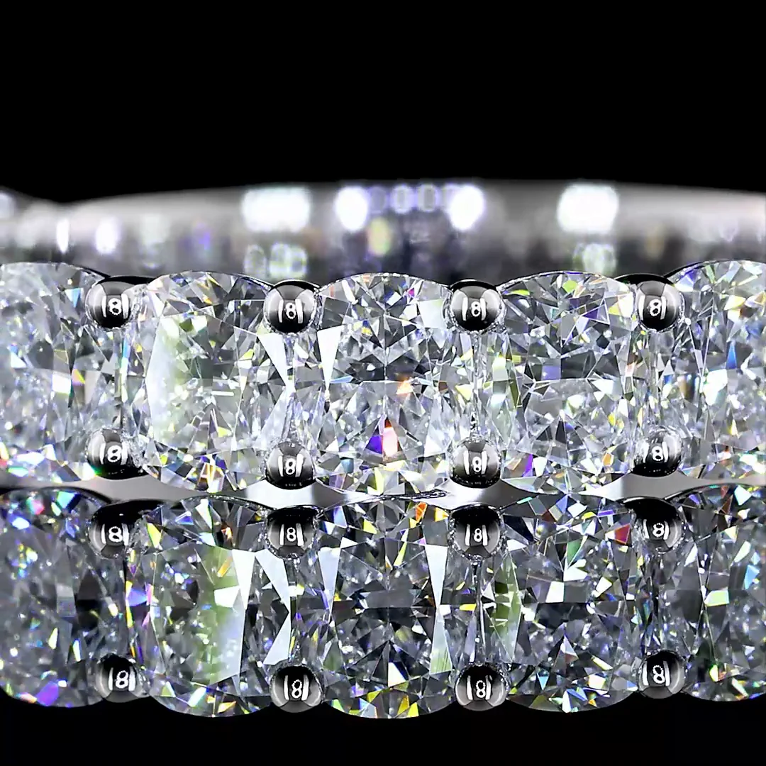 2.69 Cts 14k White Gold Cushion Brilliant Shape 3/4 Band Eternity Band - Image 3