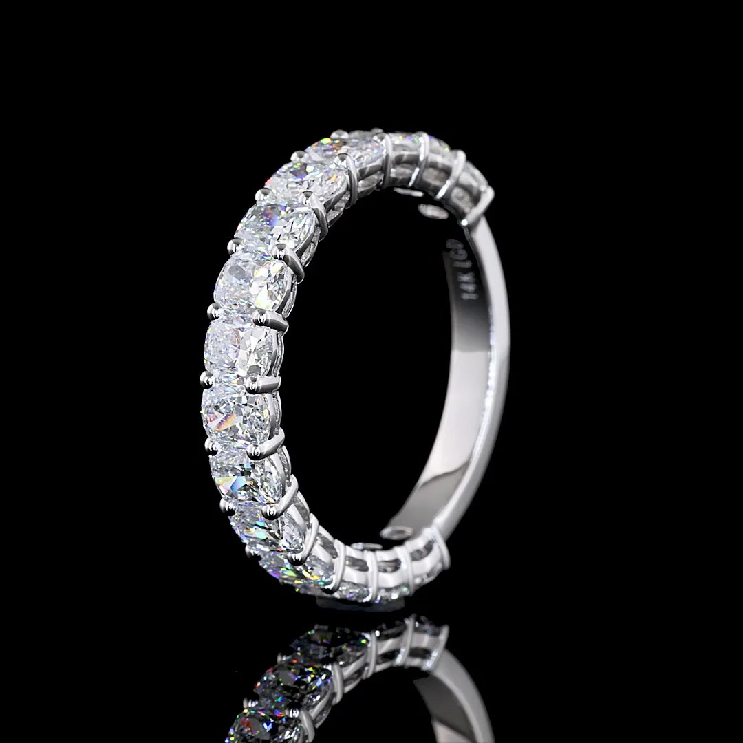 2.69 Cts 14k White Gold Cushion Brilliant Shape 3/4 Band Eternity Band - Image 4