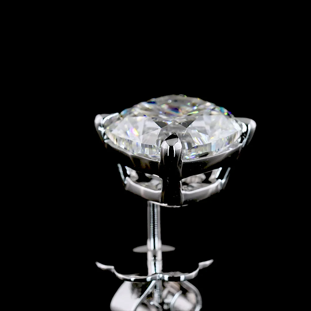 4.13 Cts 14k White Gold Square Cushion Brilliant Shape Studs Earring - Image 4