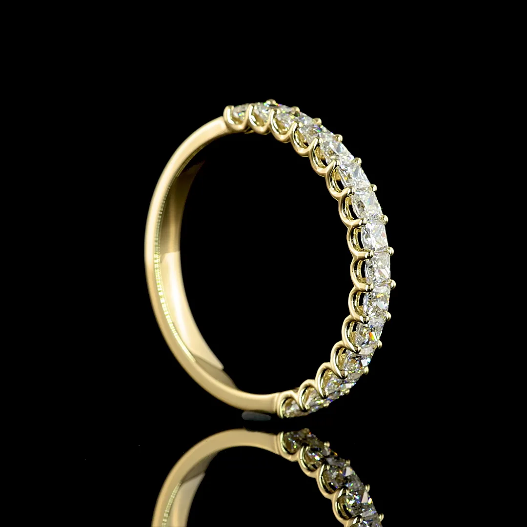 1.07 Cts 14k Yellow Gold Princess Shape Half Eternity Eternity Band - Image 2