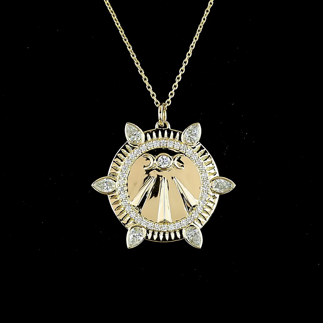 0.93 Cts 14k Yellow Gold Pear Shape Symbol Pendant - Image 3