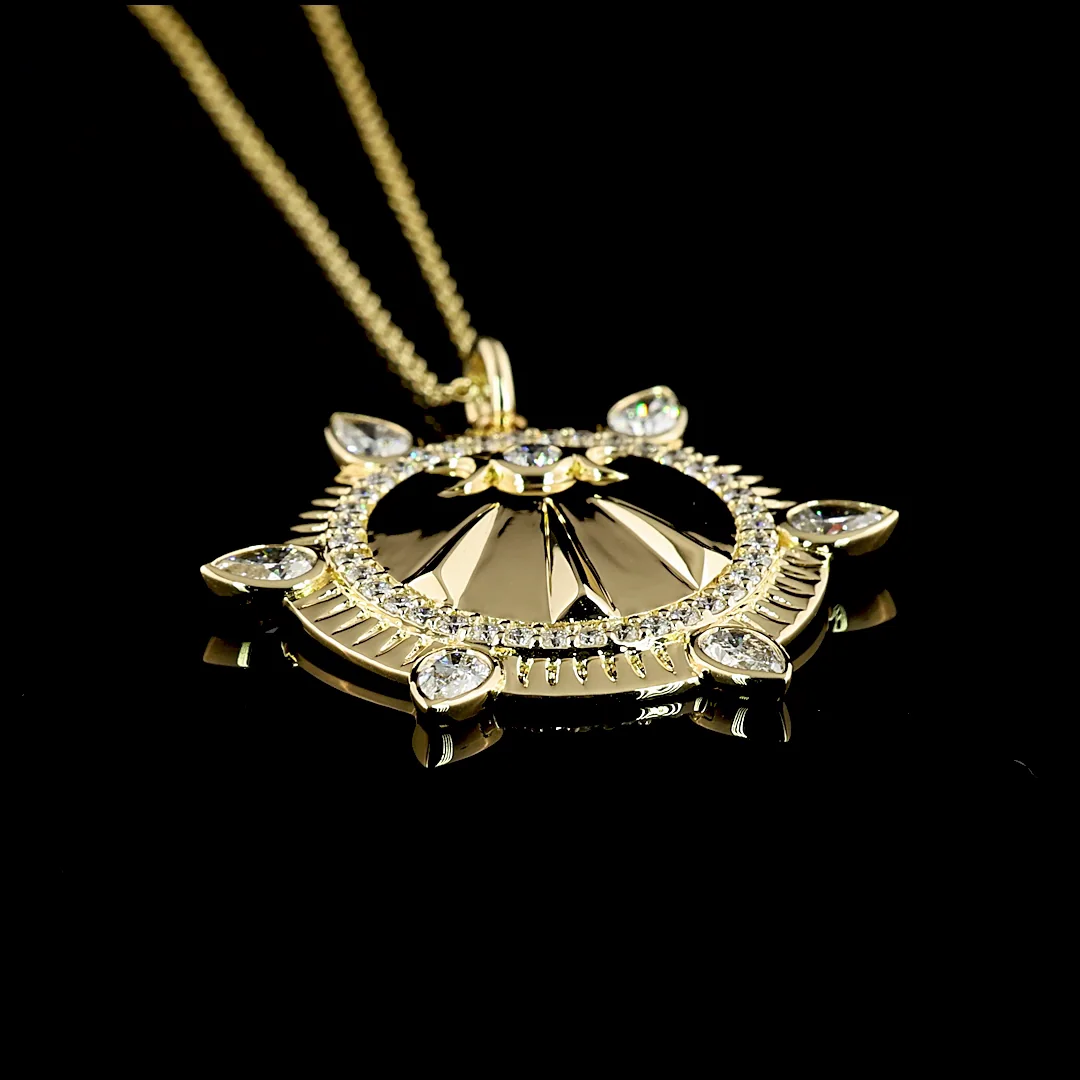 0.93 Cts 14k Yellow Gold Pear Shape Symbol Pendant - Image 4