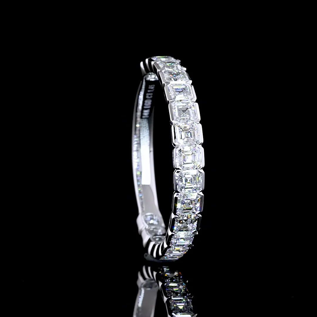 1.45 Cts 14k White Gold Asscher Shape 3/4 Band Eternity Band - Image 2