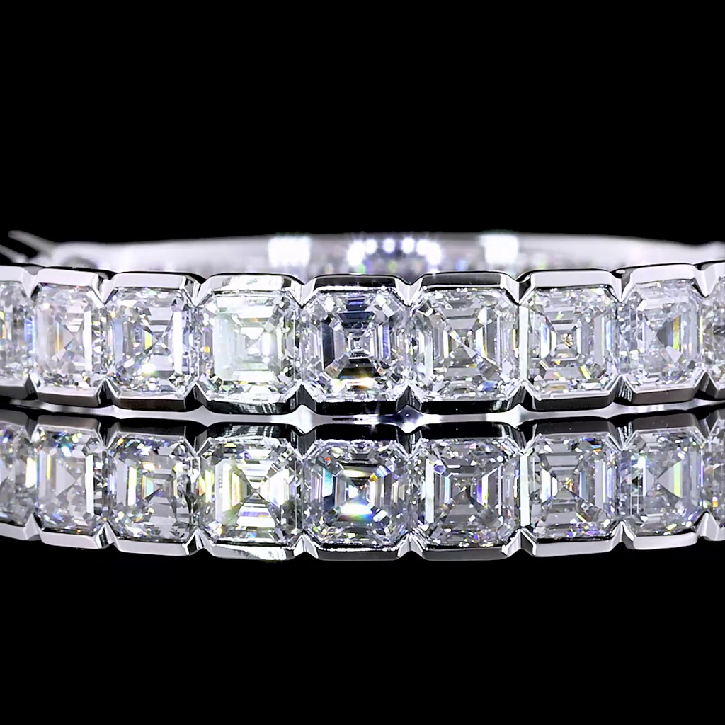 1.45 Cts 14k White Gold Asscher Shape 3/4 Band Eternity Band - Image 3