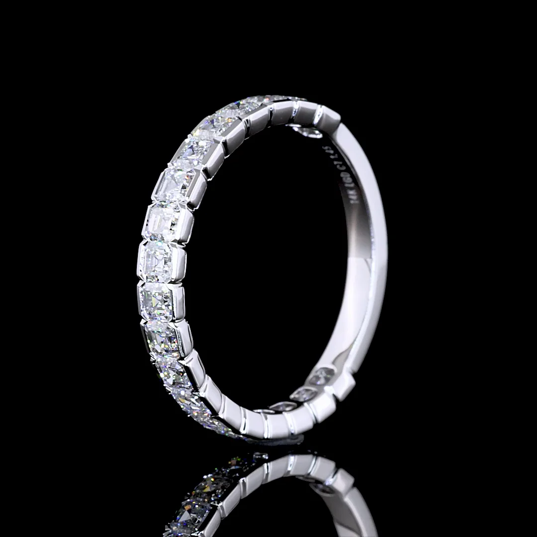 1.45 Cts 14k White Gold Asscher Shape 3/4 Band Eternity Band - Image 4
