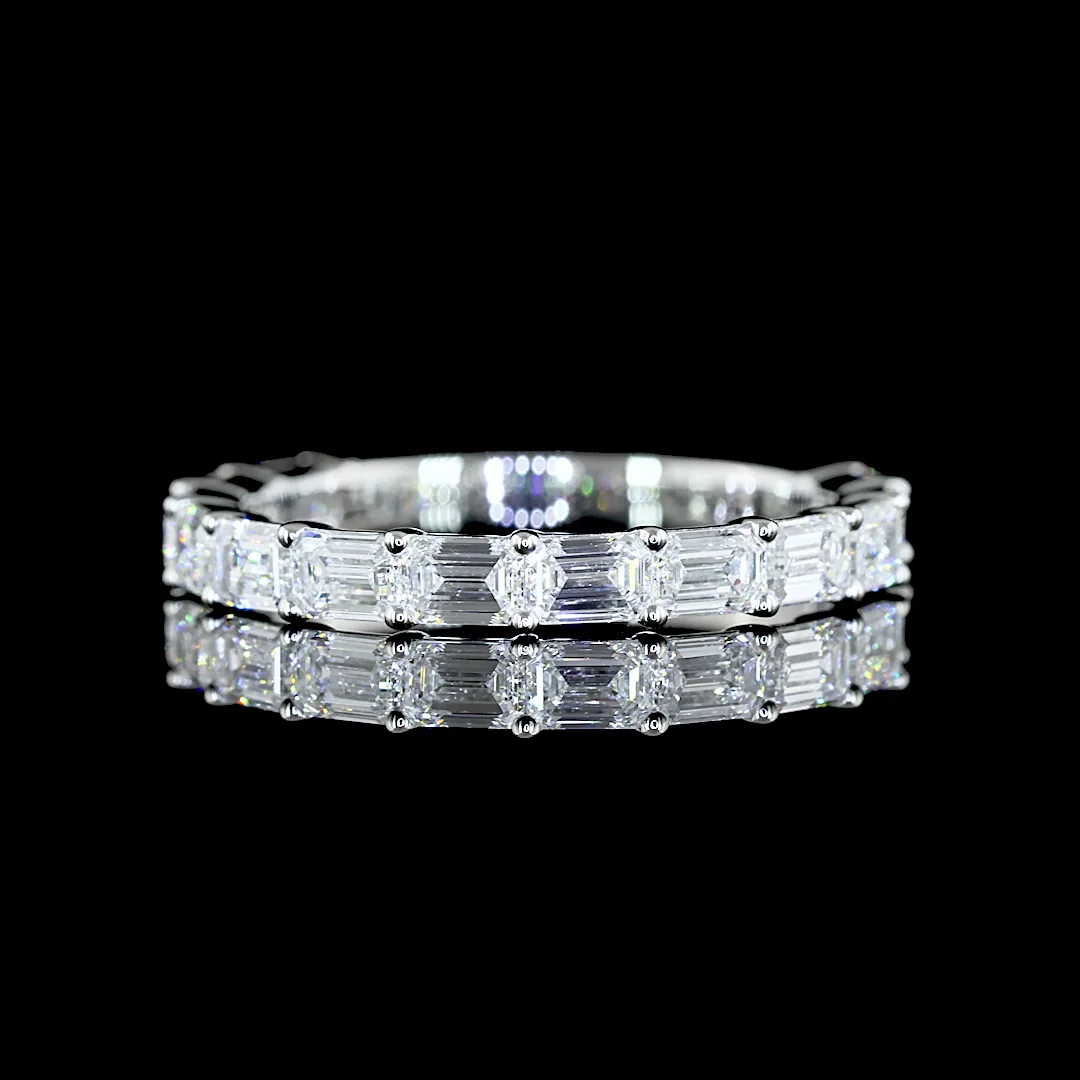 1.25 Cts Platinum Emerald Shape 3/4 Band Eternity Band - Video