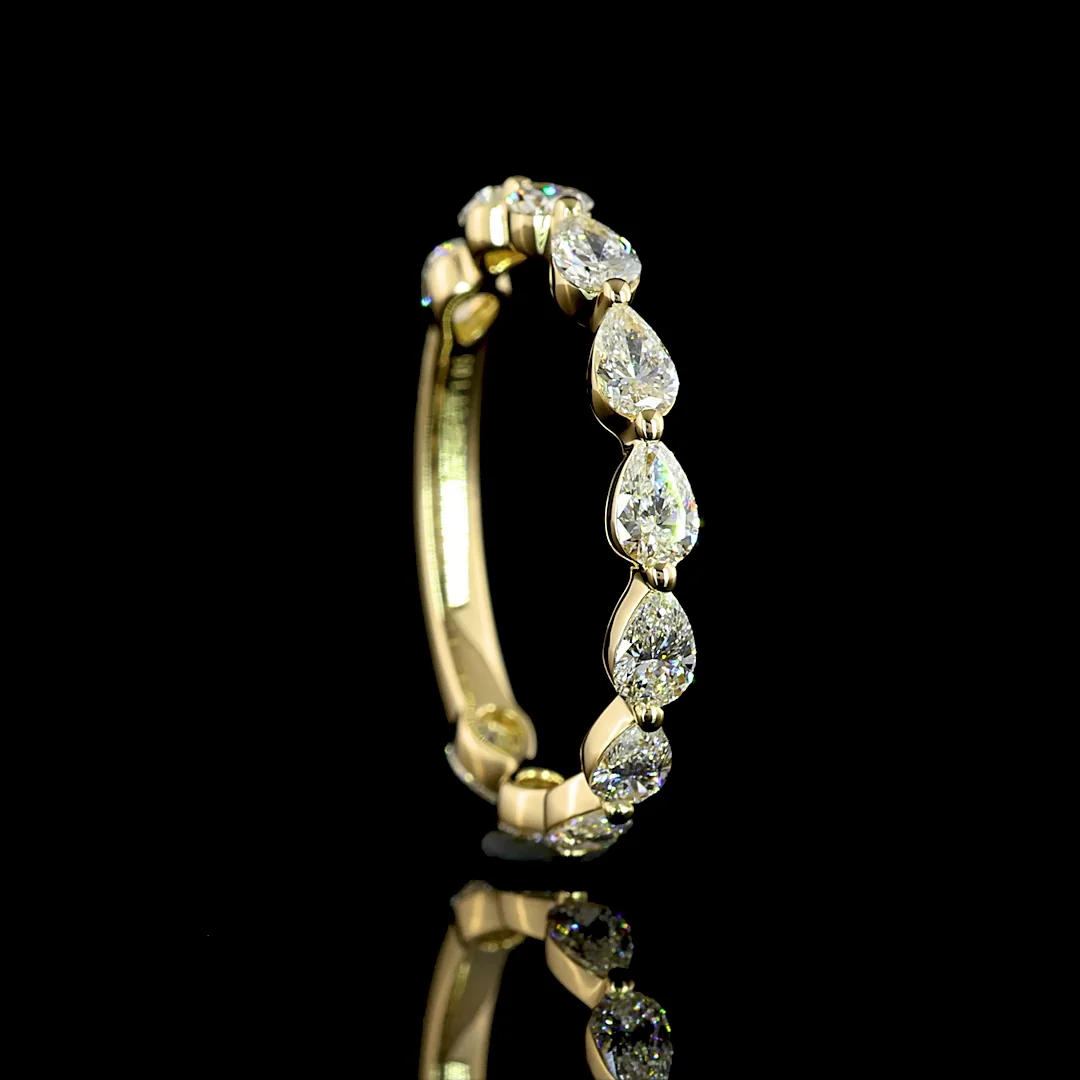 1.05 Cts 14k Yellow Gold Pear Shape 3/4 Band Eternity Band - Image 2