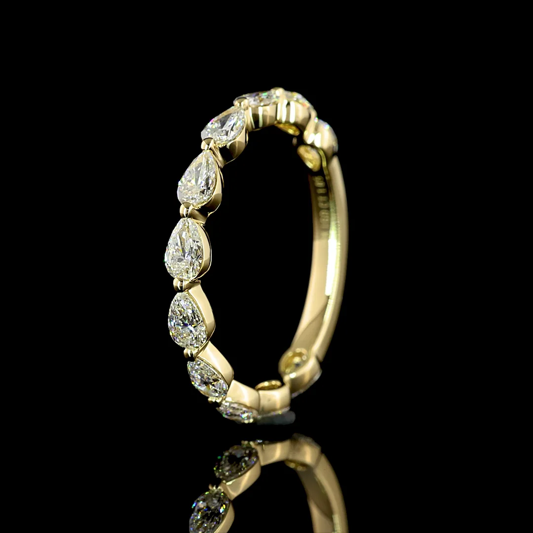 1.05 Cts 14k Yellow Gold Pear Shape 3/4 Band Eternity Band - Image 4