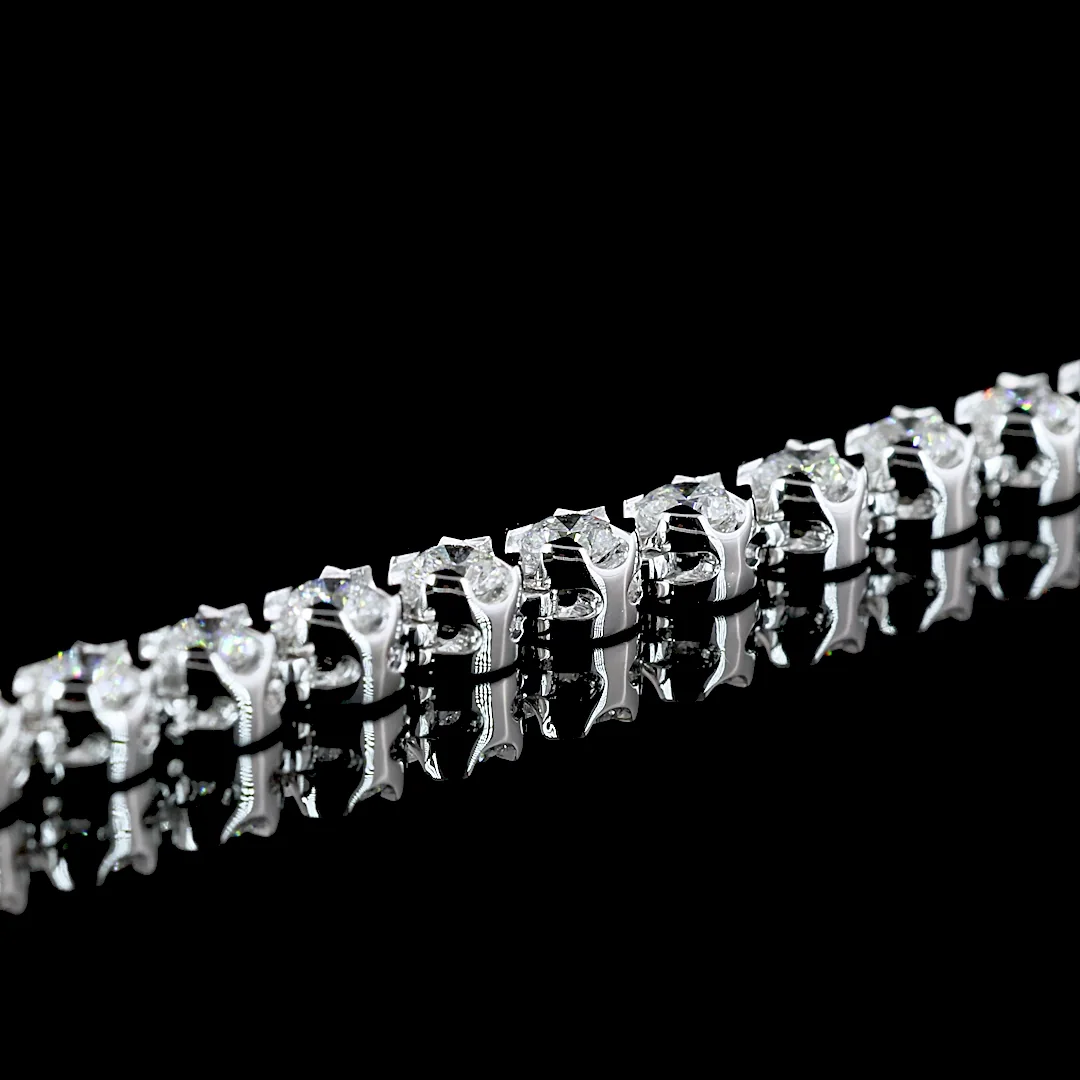 6.53 Cts 14k White Gold Round Shape Tennis Necklace - Image 2