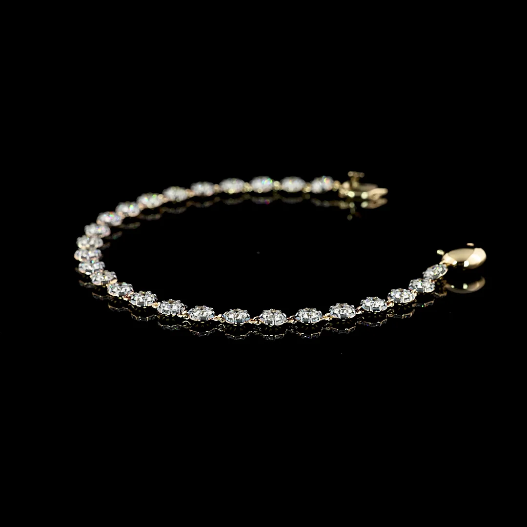 3.84 Cts 14k Yellow Gold Round Shape Tennis Bracelet - Image 3