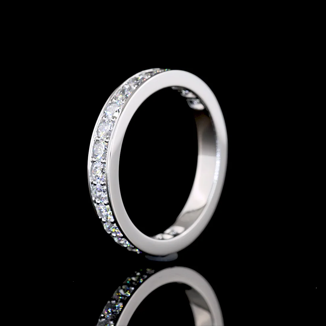 0.77 Cts Platinum Round Shape 3/4 Band Eternity Band - Image 4