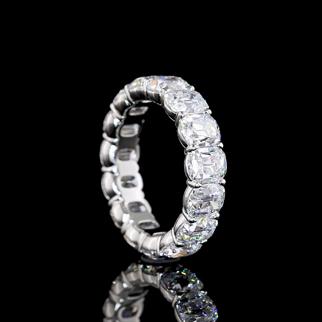 6.95 Cts Platinum Antique Cushion Shape Eternity Band Eternity Band - Image 2