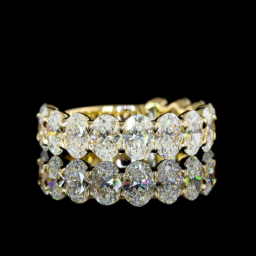 3.91 Cts 14k Yellow Gold Oval Shape 3/4 Band Eternity Band - Video