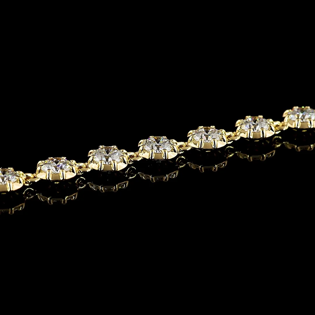 3.91 Cts 18k Yellow Gold Round Shape Tennis Bracelet - Image 2