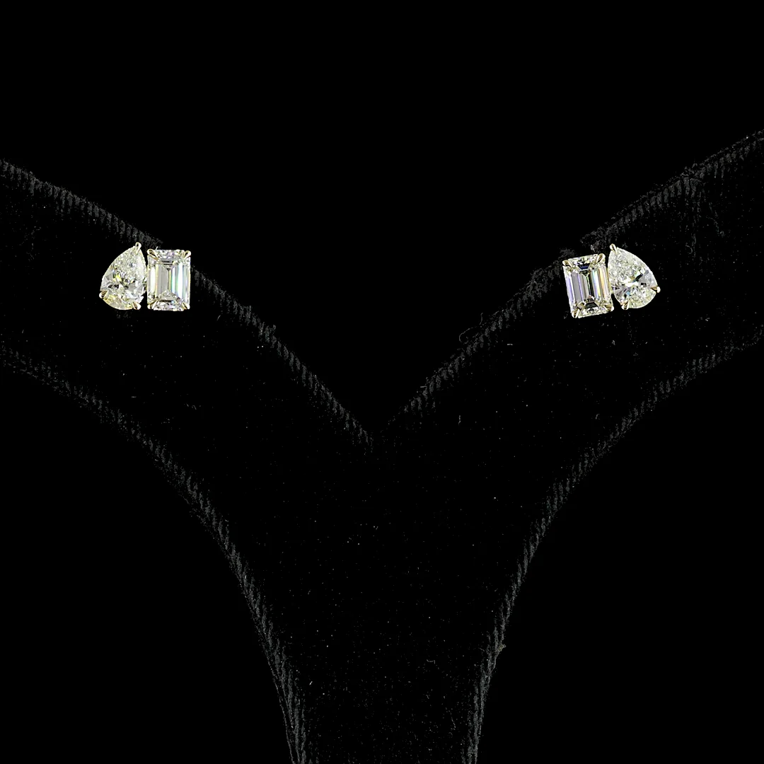 1.78 Cts 14k Yellow Gold Mix Shape Studs Earring - Image 3