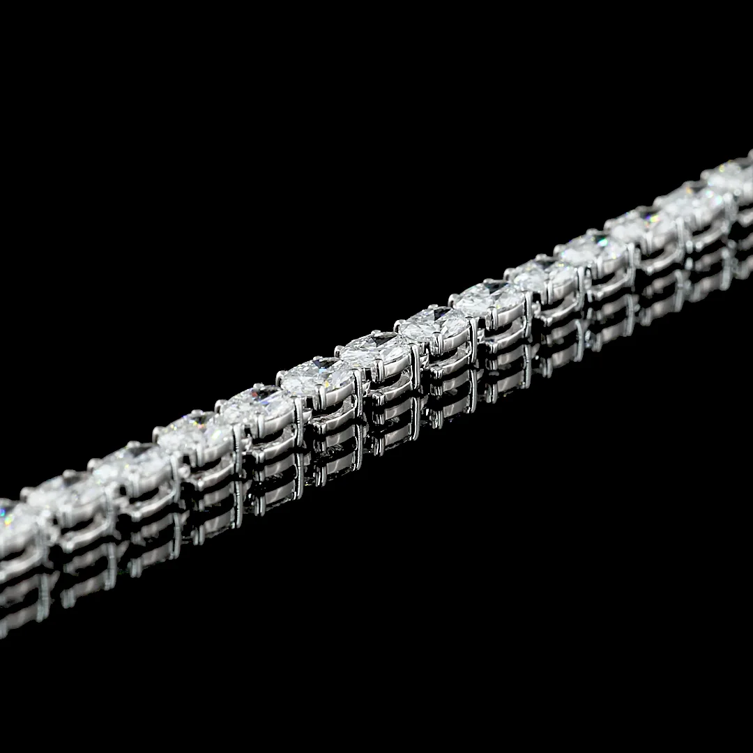 13.72 Cts 14k White Gold Oval Shape Lariat Necklace - Image 2