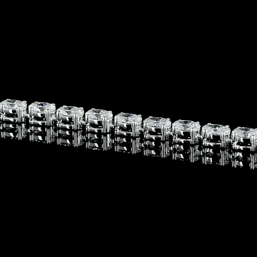 13.72 Cts 14k White Gold Oval Shape Lariat Necklace - Image 4