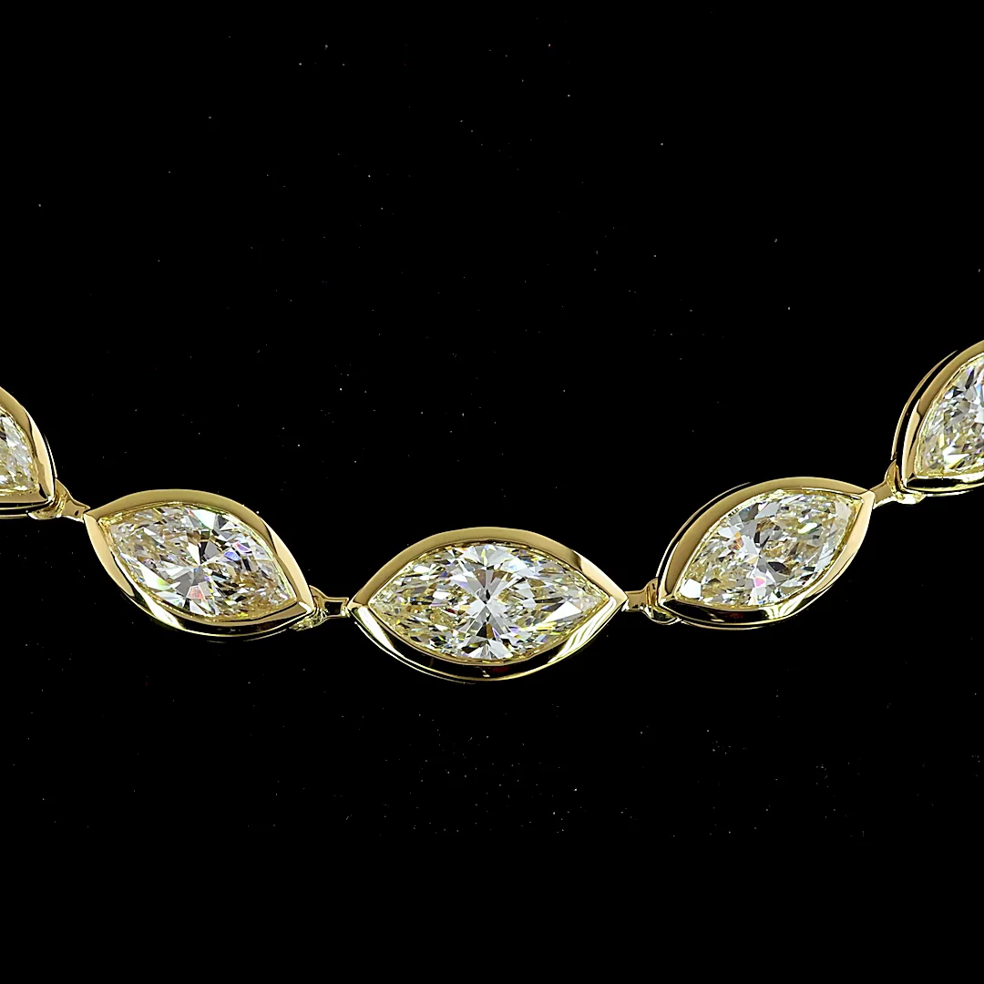 4.55 Cts 14k Yellow Gold Marquise Shape Riviera Necklace - Image 3