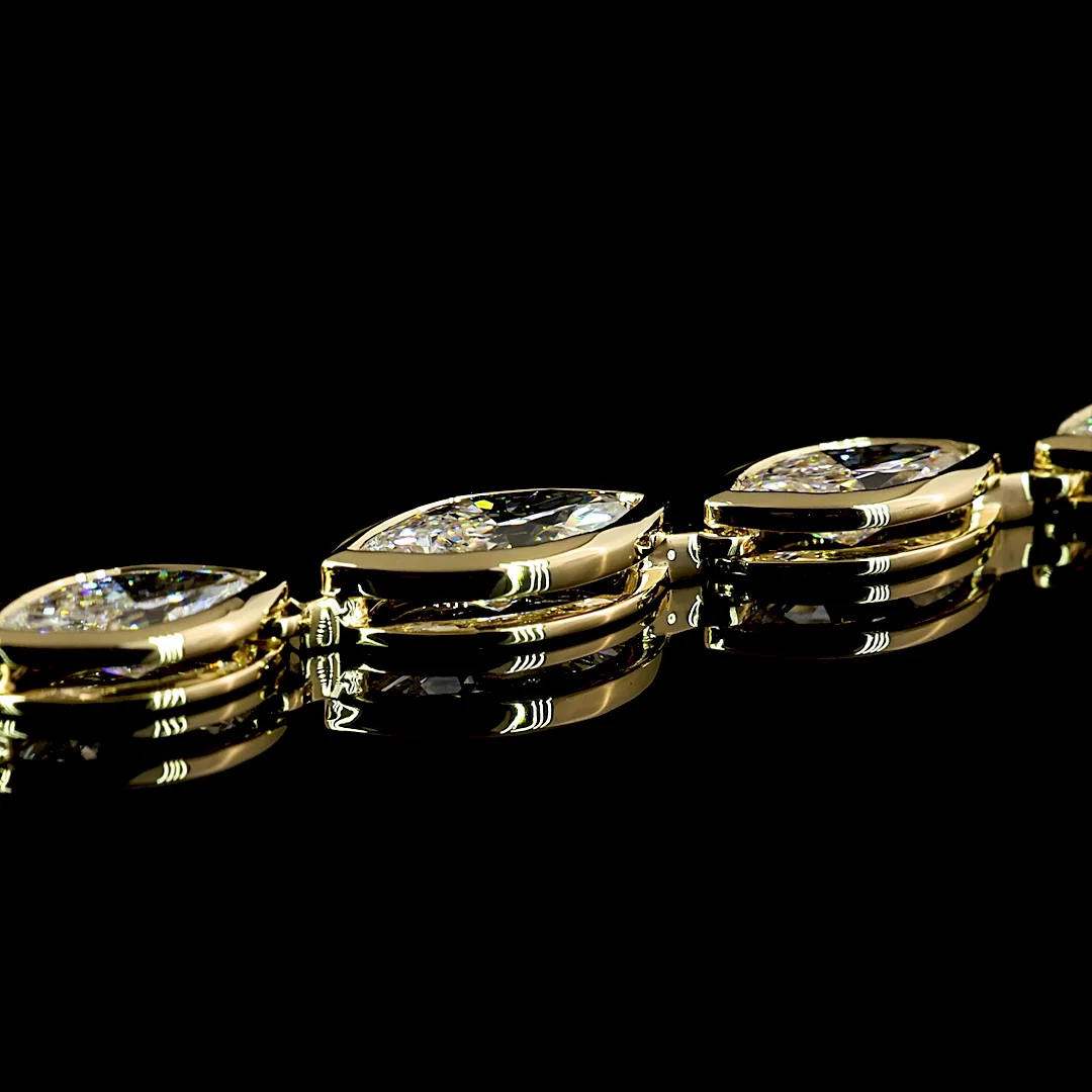 4.55 Cts 14k Yellow Gold Marquise Shape Riviera Necklace - Image 4