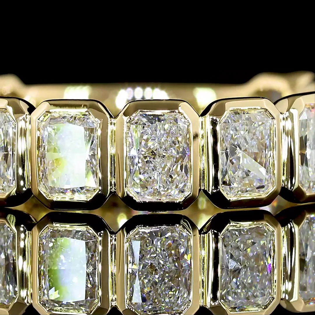 1.89 Cts 14k Yellow Gold Radiant Shape 3/4 Band Eternity Band - Image 3