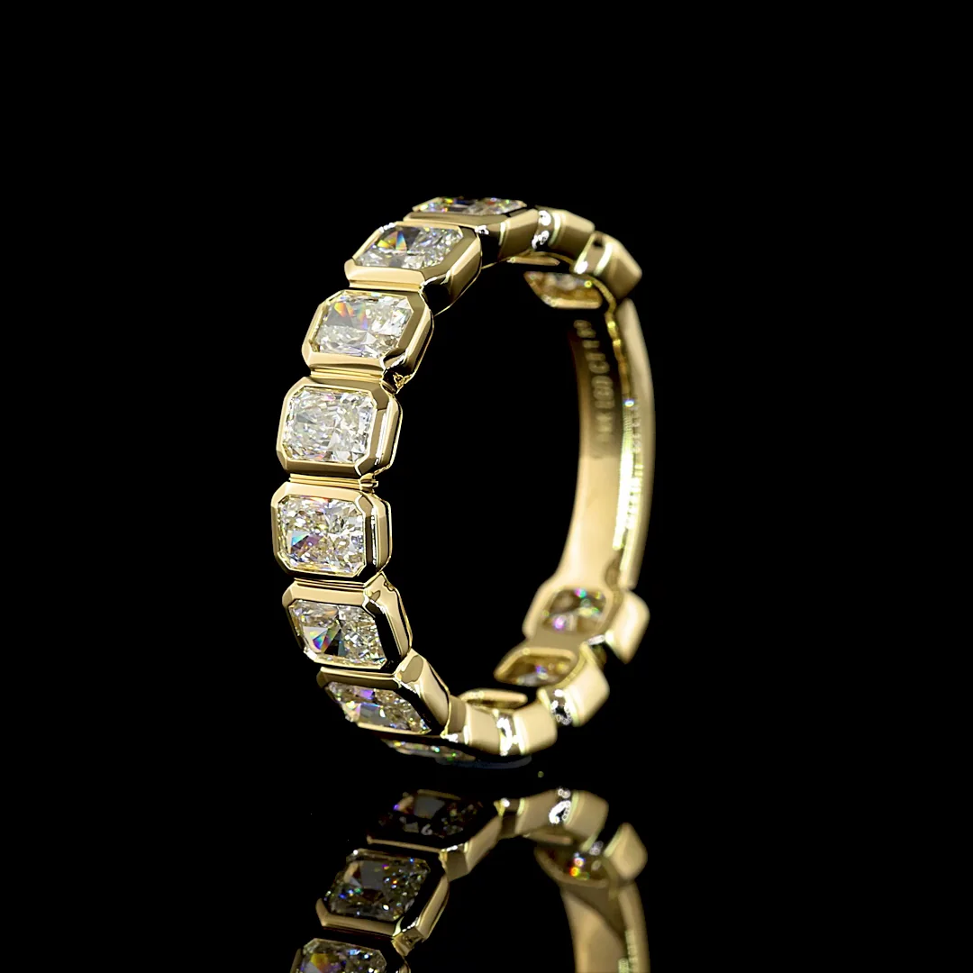 1.89 Cts 14k Yellow Gold Radiant Shape 3/4 Band Eternity Band - Image 4
